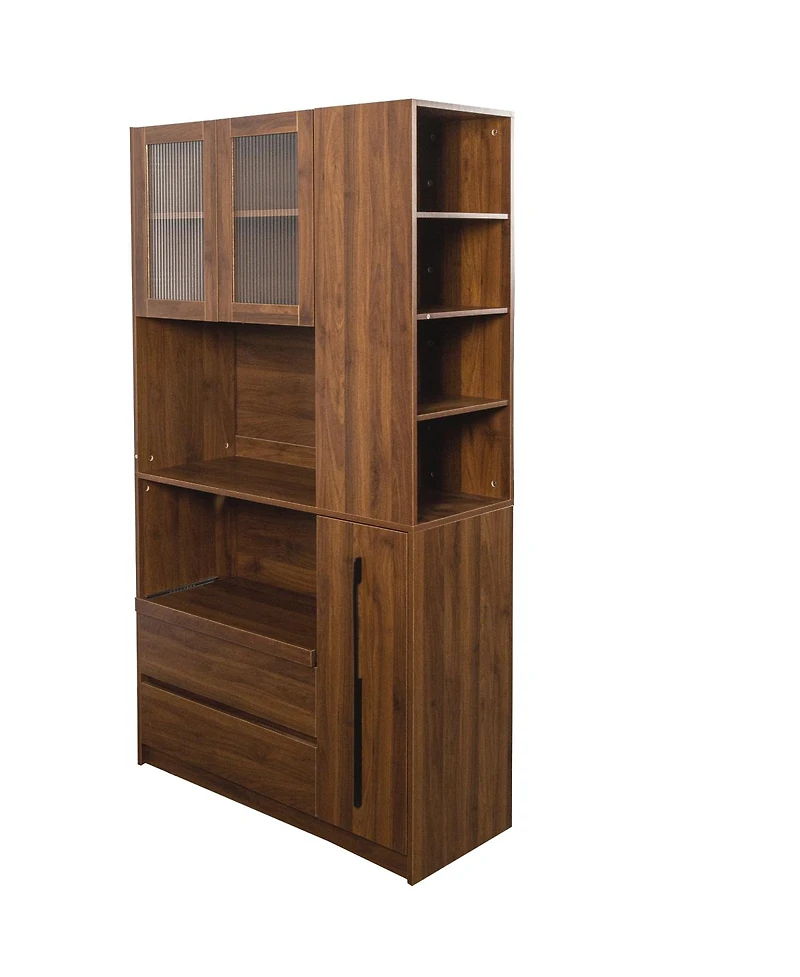 Streamdale Furniture 70.87 Inch Tall Kitchen Pantry Cabinet with Storage Shelves, Drawers and Glass Door