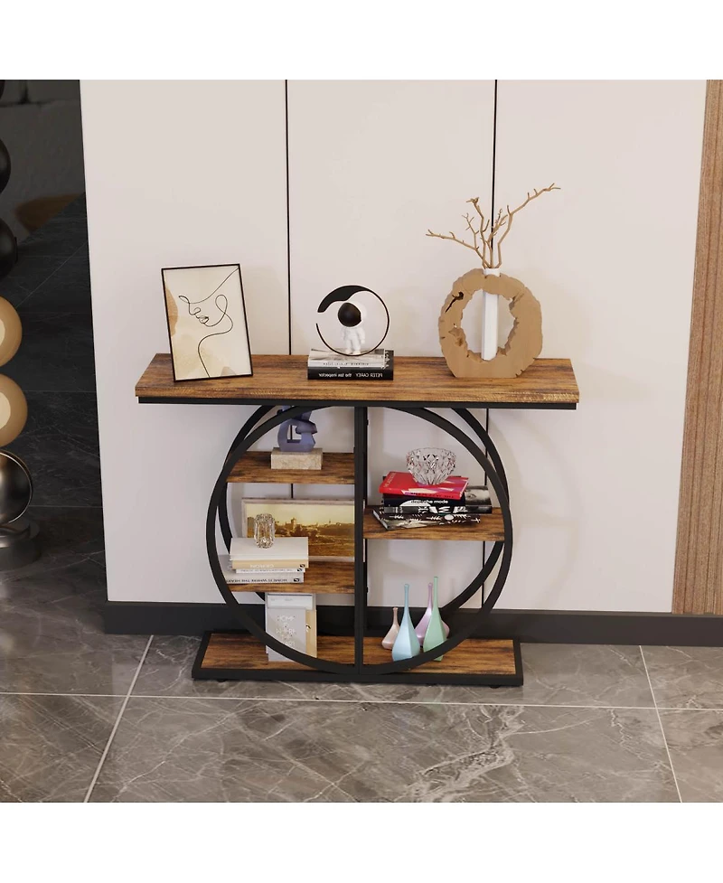 Streamdale Furniture 41.3 Inch Industrial Console Table with Storage Shelves