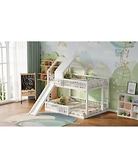 Streamdale Furniture Wood House Bunk Bed with Slide and Ladder