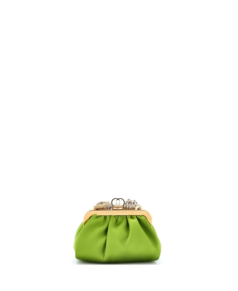 Pre-Owned Gucci Crystal Bow Chain Clutch Satin