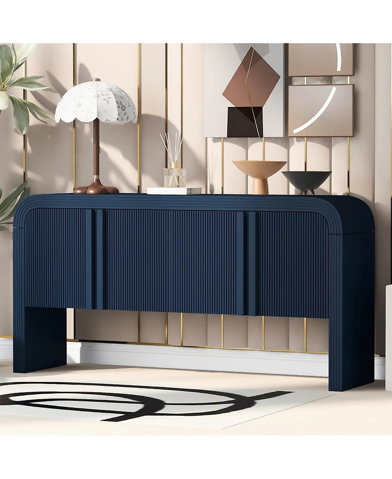 Streamdale Furniture Wave Console Table with 4 Doors and Shelf
