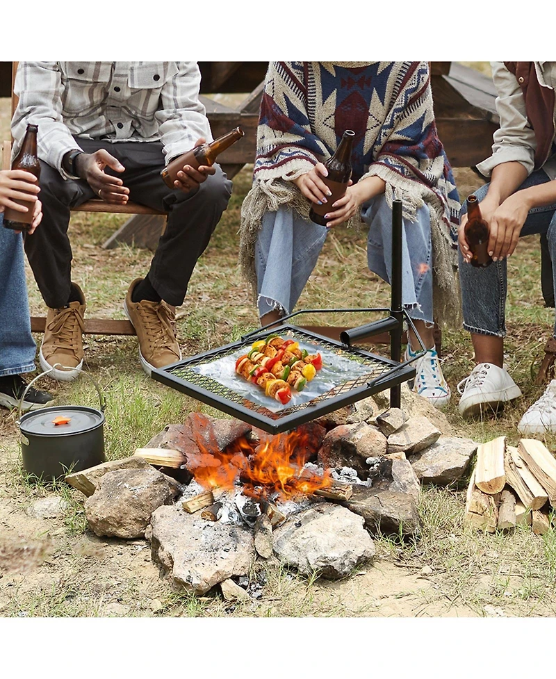 Cozito Swivel Campfire Grill, 26.6 x 16 x 28 inches Steel Grate with Adjustable Height