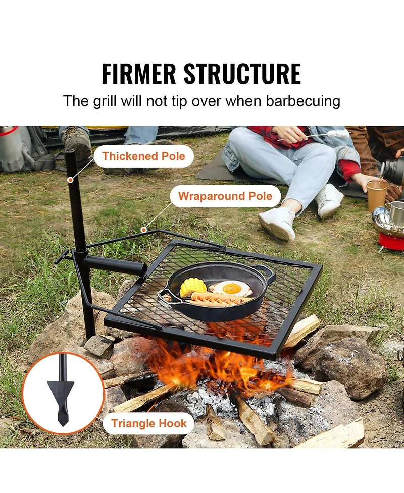Cozito Swivel Campfire Grill, 26.6 x 16 x 28 inches Steel Grate with Adjustable Height