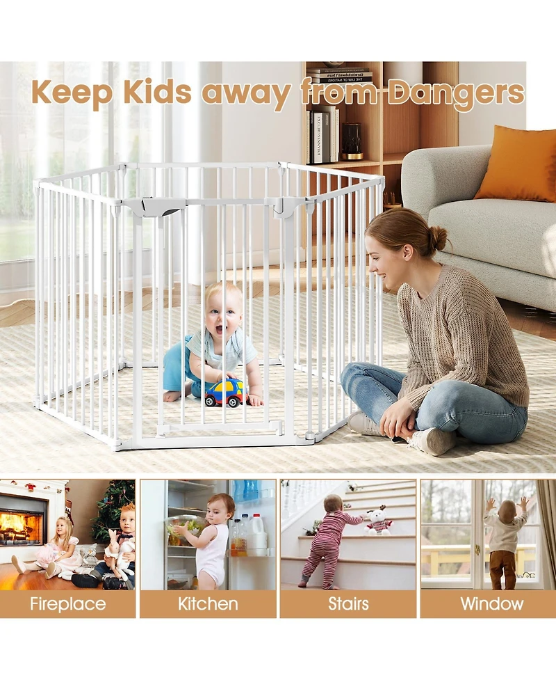 Cozito Extra Wide 6-Panel Adjustable Gate Fits 34.5-154 in Openings
