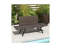 Lucky One 2-Person Convertible Patio Sofa Rattan Daybed with Adjustable Armrests