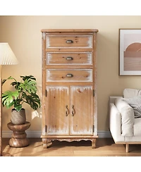 Streamdale Furniture Rustic Wooden Storage Cabinet with Cutout Door and 3 Drawers