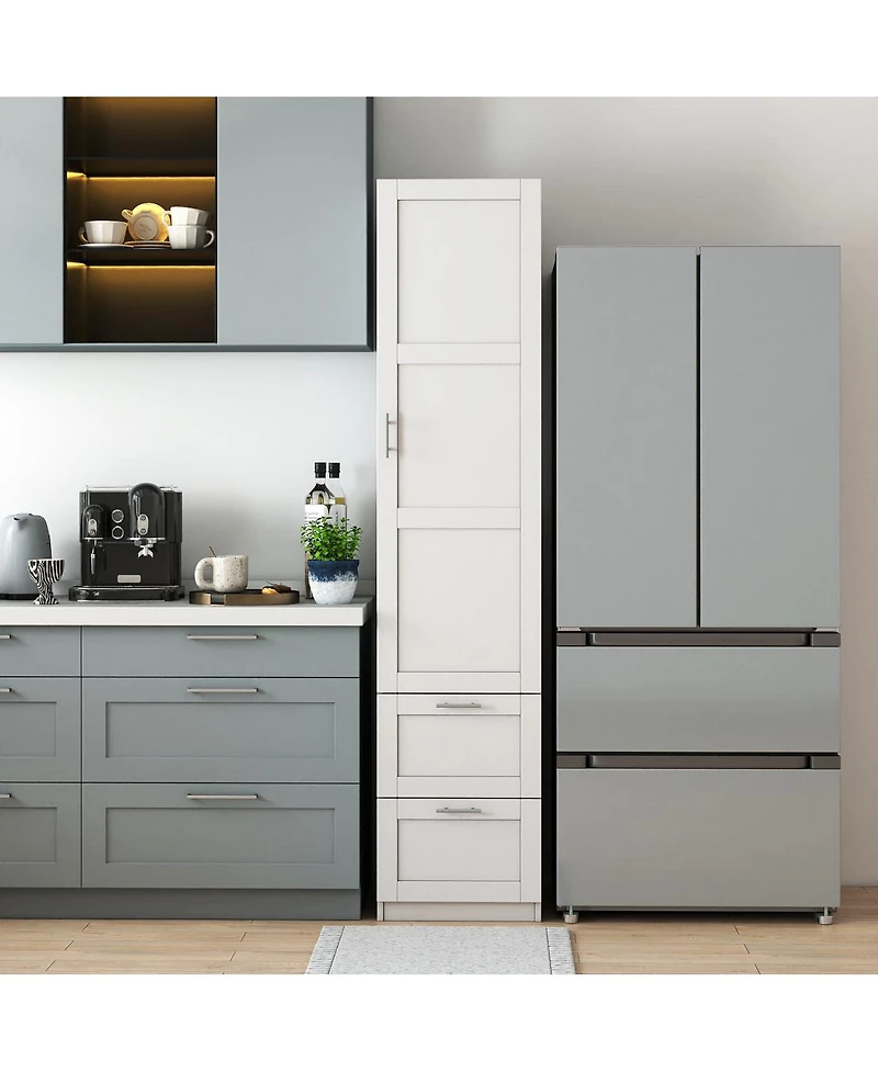 Streamdale Furniture Tall Freestanding Kitchen Pantry Cabinet with One Door and Two Drawers
