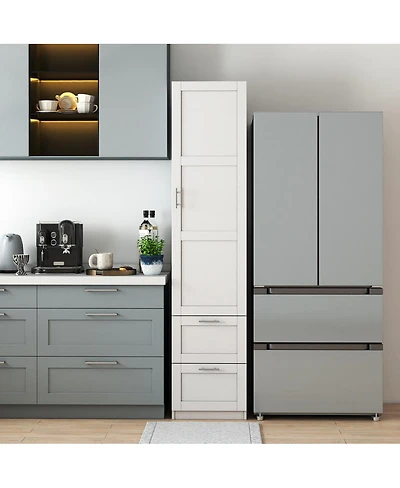 Streamdale Furniture Tall Freestanding Kitchen Pantry Cabinet with One Door and Two Drawers