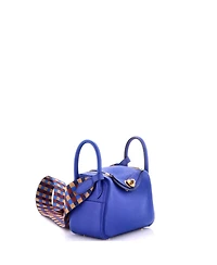 Pre-Owned HERMES Mini Lindy Quadrille Bag Clemence with Canvas