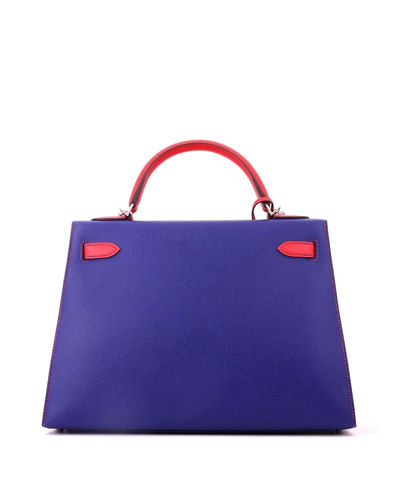 Pre-Owned HERMES Kelly 32 Handbag Bicolor Epsom with Brushed Palladium Hardware