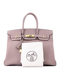 Pre-Owned HERMES Birkin 35 Handbag Grey Epsom with Gold Hardware