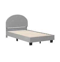 Buzz & Bloom Platform Bed Frame with Curved Headboard and Wood Slat Foundation