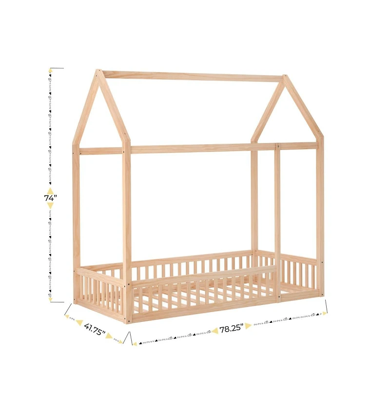 Buzz & Bloom Kids House Shaped Bed with Triangular Top