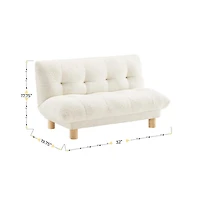 Buzz & Bloom Upholstered Cushioned Kids Couch with Tufted Seat and Back, Wood Legs
