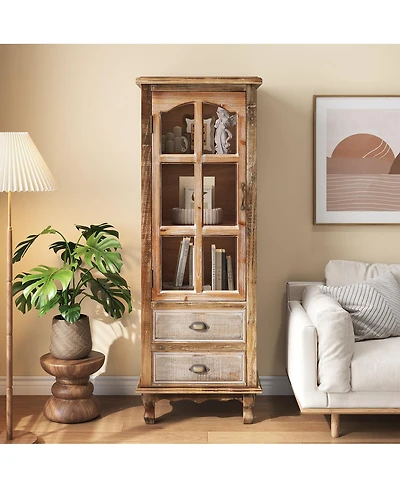 Streamdale Furniture Rustic Wooden Storage Cabinet with Cutout Door and 3 Drawers