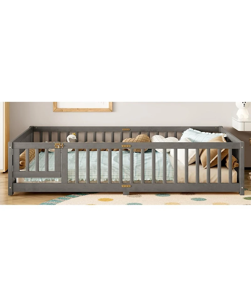 Streamdale Furniture Floor Bed with Safety Guardrails and Door