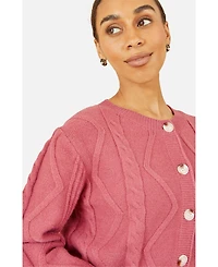 Yumi Women's Relaxed Fit Cable Cardigan