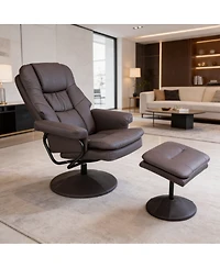 Streamdale Furniture Swivel Leather Recliner Chair with Ottoman