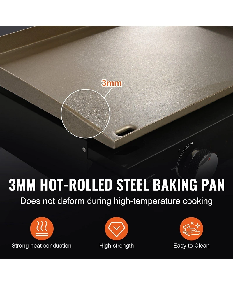 Cozito Countertop Gas Griddle, 22.4 in Manual Flat Top with Steel Plate and H-Shaped Burner