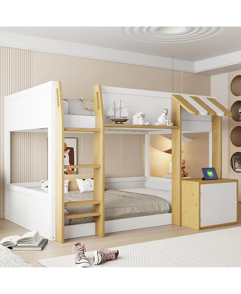 Streamdale Furniture Bunk Bed with Desk, Storage, Ladder and Usb Ports