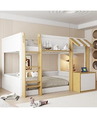 Streamdale Furniture Bunk Bed with Desk, Storage, Ladder and Usb Ports