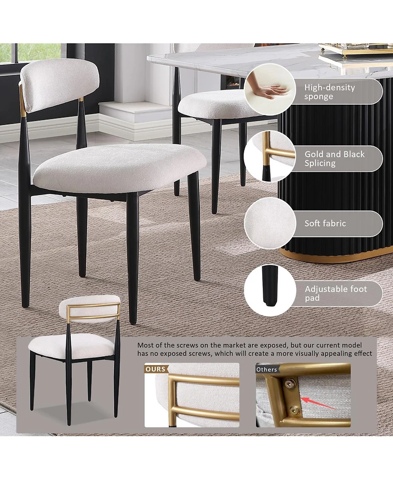 Streamdale Furniture 46 Inch Round Faux Marble Dining Table Set for 4 with Base