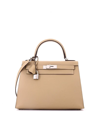 Pre-Owned HERMES Kelly 28 Handbag Epsom with Palladium Hardware