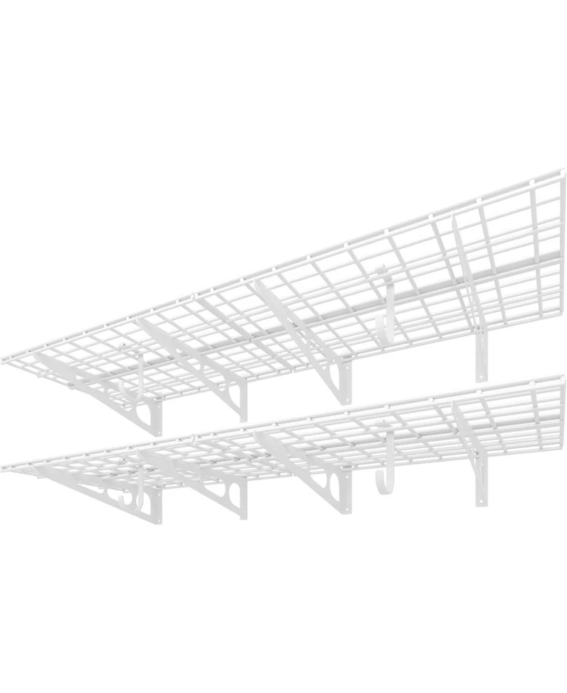 Fleximounts 2-Pack 2x6ft Garage Shelving with Hooks 24-inch-by-72-inch Wall Shelf