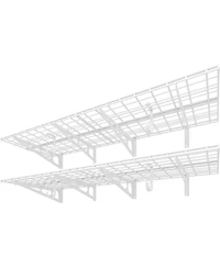 Fleximounts 2-Pack 2x6ft Garage Shelving with Hooks 24-inch-by-72-inch Wall Shelf