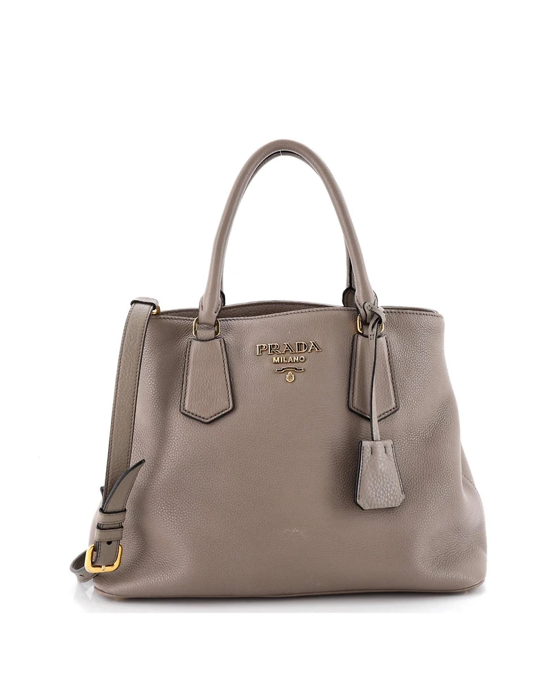 Pre-Owned Prada Medium Cuir Double Tote Leather
