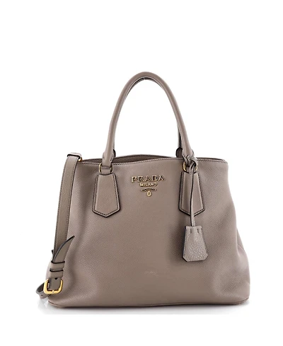 Pre-Owned Prada Medium Cuir Double Tote Leather