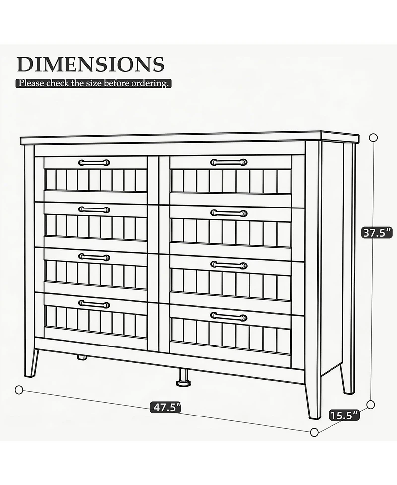 gaomon Farmhouse 5 Drawer Dresser with Charging Station and Led Lights, Slim Wooden Bedroom Dresser
