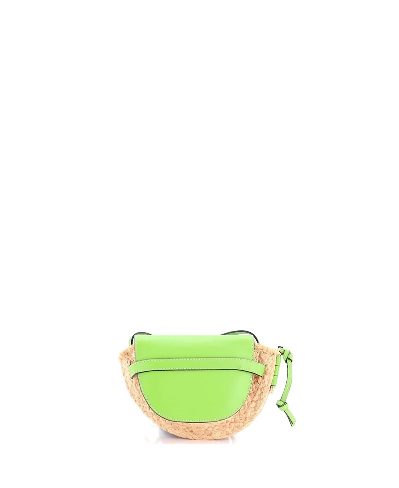 Pre-Owned Loewe Mini Gate Leather Shoulder Leather with Raffia