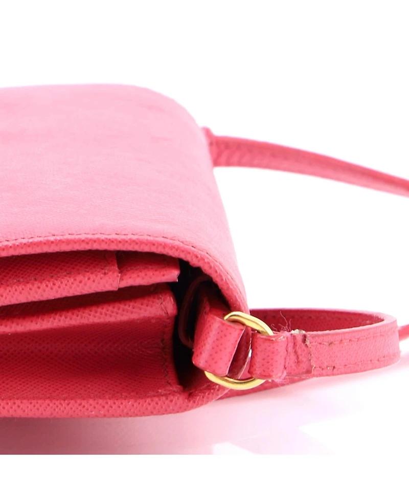 Pre-Owned Prada Small Wallet on Strap Saffiano Leather