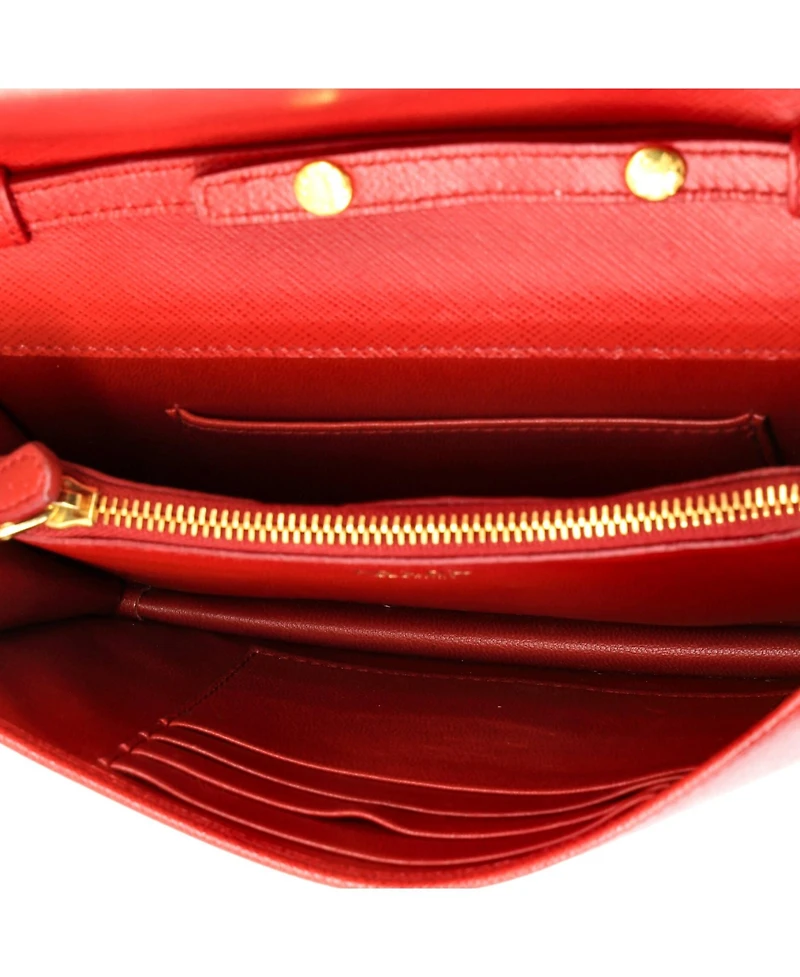 Pre-Owned Prada Chain Wallet Crossbody Saffiano Leather