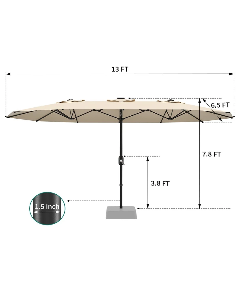 gaomon 13FEET 3-Head Outdoor Patio Umbrella for Poolside, Lawn and Backyard, Without Base