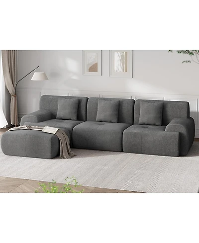 gaomon Corduroy Fabric Sectional Sofa Set with Chaise for Living Room Apartment