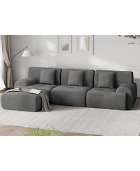 gaomon Corduroy Fabric Sectional Sofa Set with Chaise for Living Room Apartment