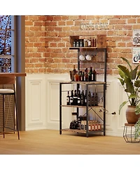 gaomon Freestanding Kitchen Storage Shelf, Coffee Bar Organizer with Power Outlet and Usb Ports