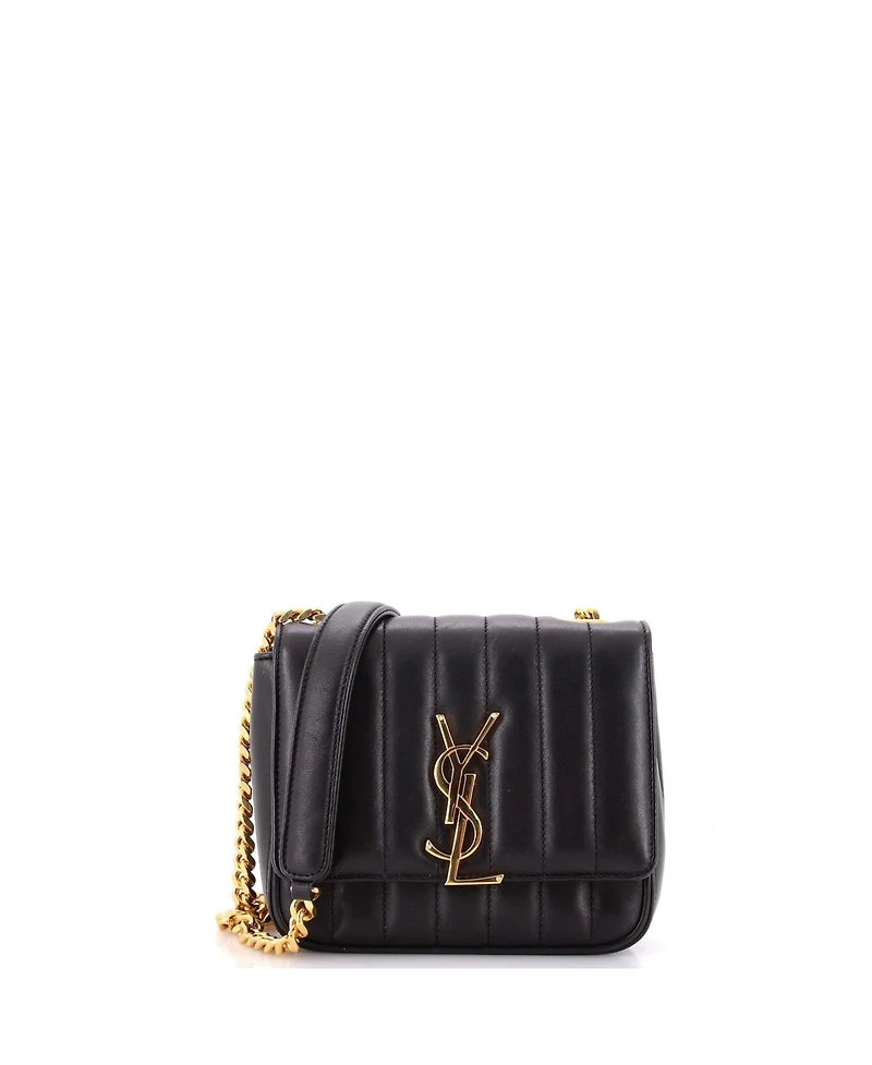 Pre-Owned Saint Laurent Small Vicky Crossbody Bag Vertical Quilted Leather