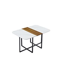 Streamdale Furniture 7 Piece Rectangular Faux Marble Dining Set with 6 Velvet Chairs
