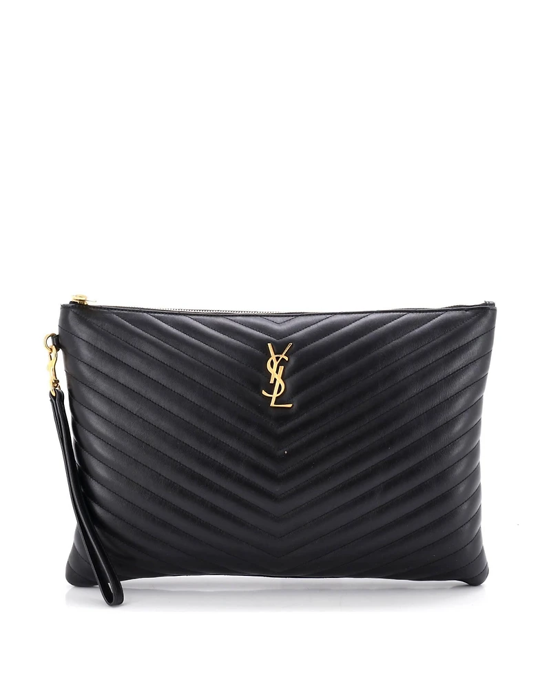 Pre-Owned Saint Laurent Large Puffy Zip Pouch Patent