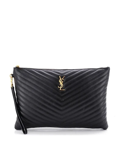 Pre-Owned Saint Laurent Large Puffy Zip Pouch Patent