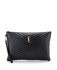 Pre-Owned Saint Laurent Large Puffy Zip Pouch Patent