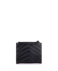 Pre-Owned Saint Laurent Classic Monogram Zipped Card Case Matelasse Chevron Leather