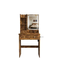 Streamdale Furniture Modern Vanity Desk with Led Mirror, 3 Drawers