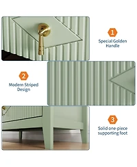 homfan Fluted 5-Drawer Dresser Chest with Metal Handles, 32 inch Wide Storage Tv Stand for Bedroom, Living Room, Hallway