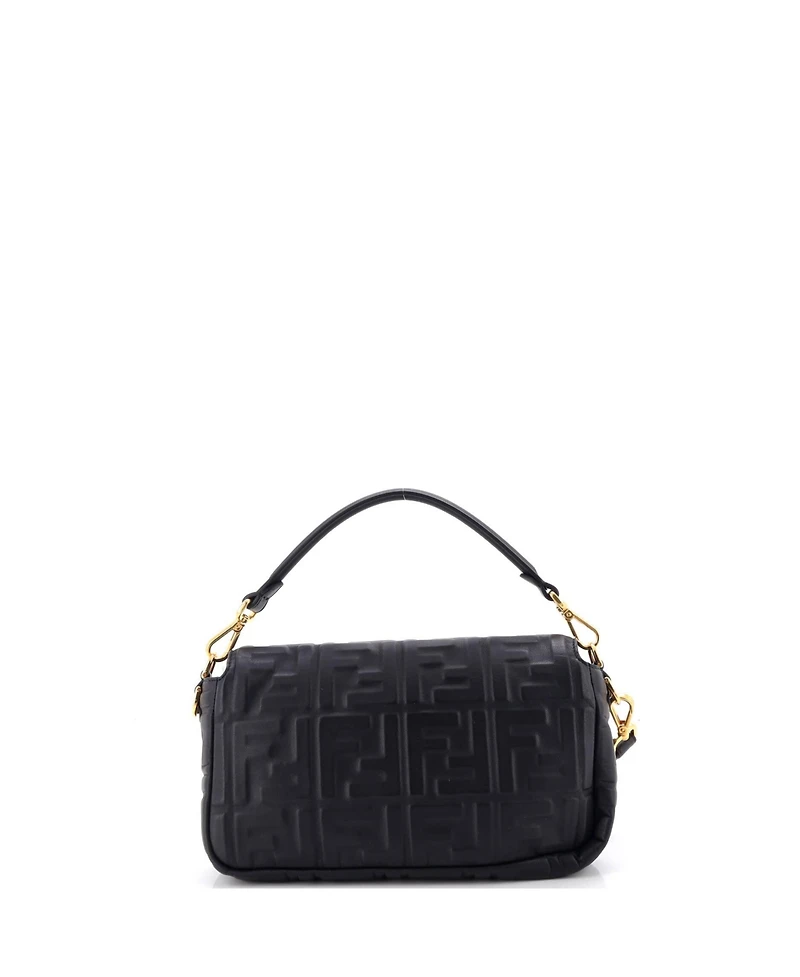 Pre-Owned Fendi Medium Baguette Nm Bag Zucca Embossed Leather