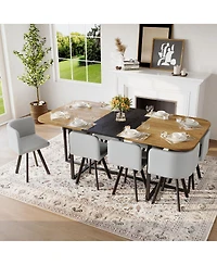 Streamdale Furniture 9 Piece Square Dining Table Set with 8 Pu Leather Chairs
