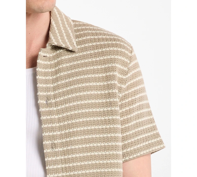 Michael Kors Men's Pointelle Stripe Short-Sleeve Shirt